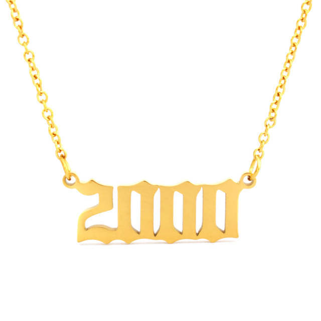 Gold Year Necklaces Number Date Of Birth Necklace Jewelry 2000 2001 2002 2003 2004 2005 Collier Femme bf