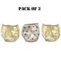 Set Of 3 Comfortable Baby Washable Nappies With Inside Towel And Printed Design. 