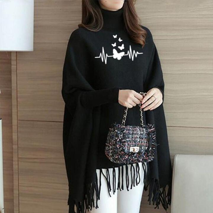 Butterfly Printed Winter Fleece Poncho For Girls and Womens