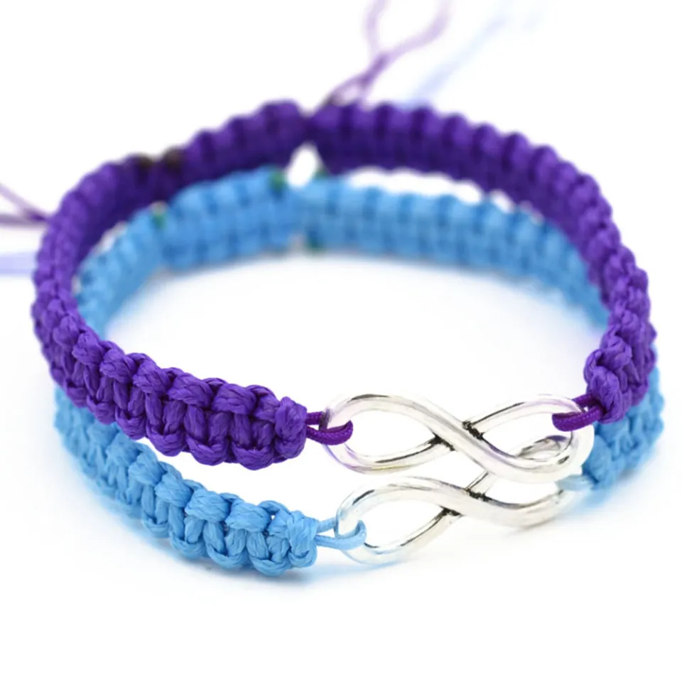 2Pcs/Set Handmade Infinity Charm Braided Bracelet Friendship