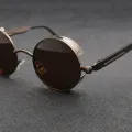 【BestGO】Vintage Men Sunglasses Steampunk Shades For Men Women Metal Round Punk Sun Glasses Spring Hinge UV400 For Outdoor. 