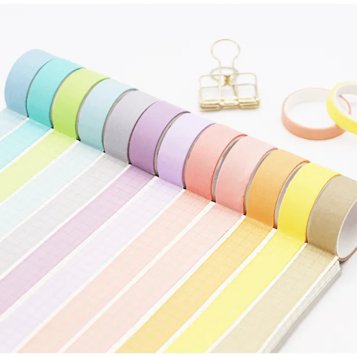 Cute%20Scrapbooking%20Solid%20Color%20Washi%20Tape%20Set%2012%20Pcs%20Decorative%20Masking%20Tape%20Adhesive%20Tape%20-%20Image%204