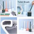 Silicone Toilet Brush with Toilet Brush Holder Wall-Mounted Cleaning Brush Set. 