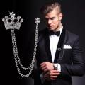 Crown Brooch For Men For Shirt Jacket Coat Wedding Party Jewellery Gift. 
