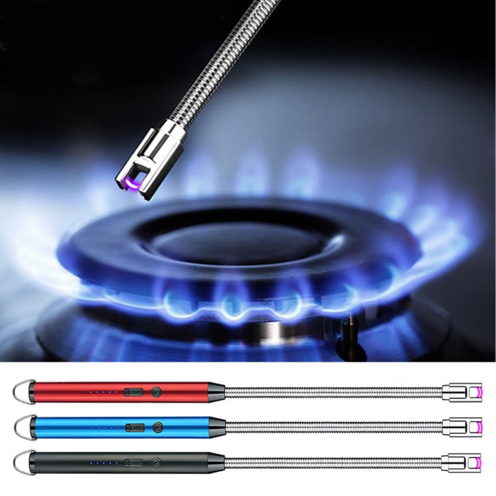 Rechargeable Electric USB Charging Bbq Lighter Arc Bbq Igniter Pulsed Arc Ignition Fire Starter Gas stove Windproof Flameless 360 Degree Bendable Soft Tube