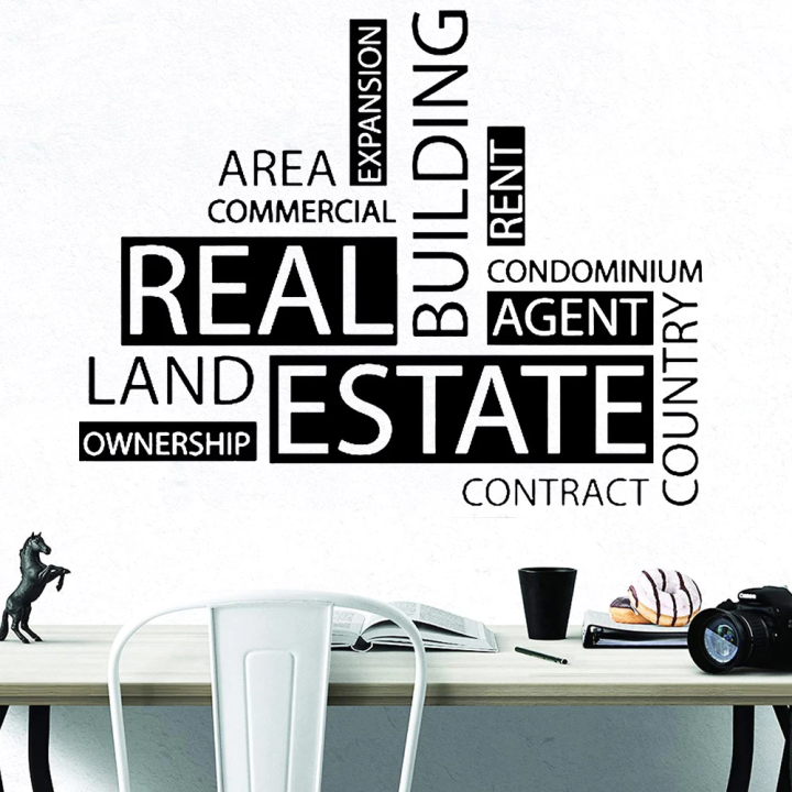 size: 2 x 1.5 feet- Real estate quote text chart stylish wall sticker, decal, vinyl for boys, gents, shop, property, office, home interior decor decoration lovers -black colors- by decors
