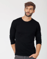 Black Plain Cotton Full Sleeve  T-Shirt For Men. 