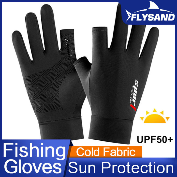 [HOT] FLYSAND Fishing Catching Gloves Protect Hand Professional Release Anti-Slip Fish Gloves Anti-UV Men Women Ice Cool Fishing Glove