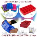 Pack of 2 - Easy Push Pop out Square Silicon Ice Cubes Tray 18 Cubes. 