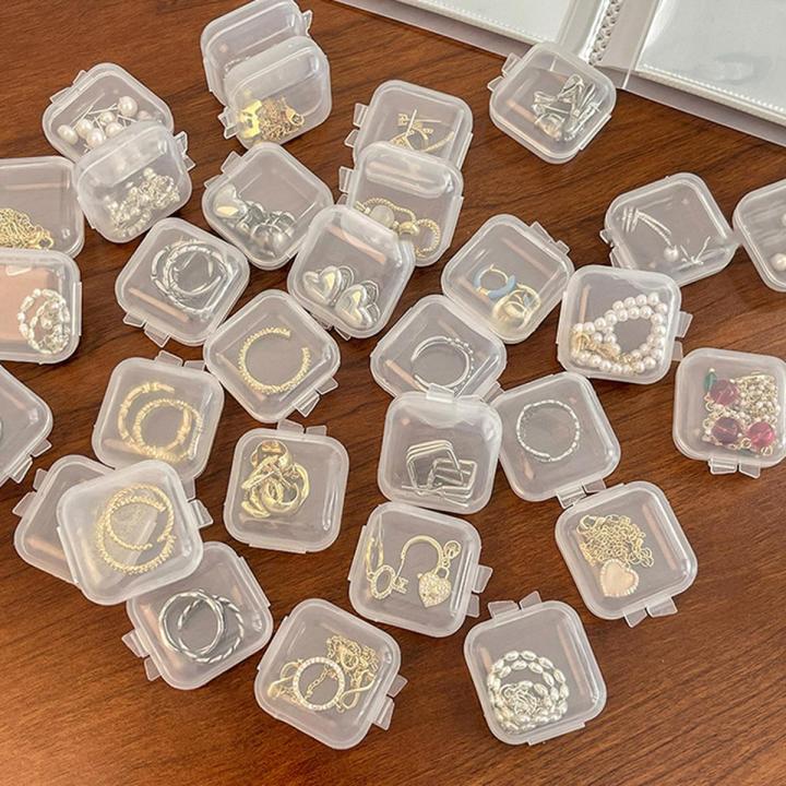 10PCS Mini Storage Box Transparent Square Plastic Box Empty Case for Jewelry Yao Store