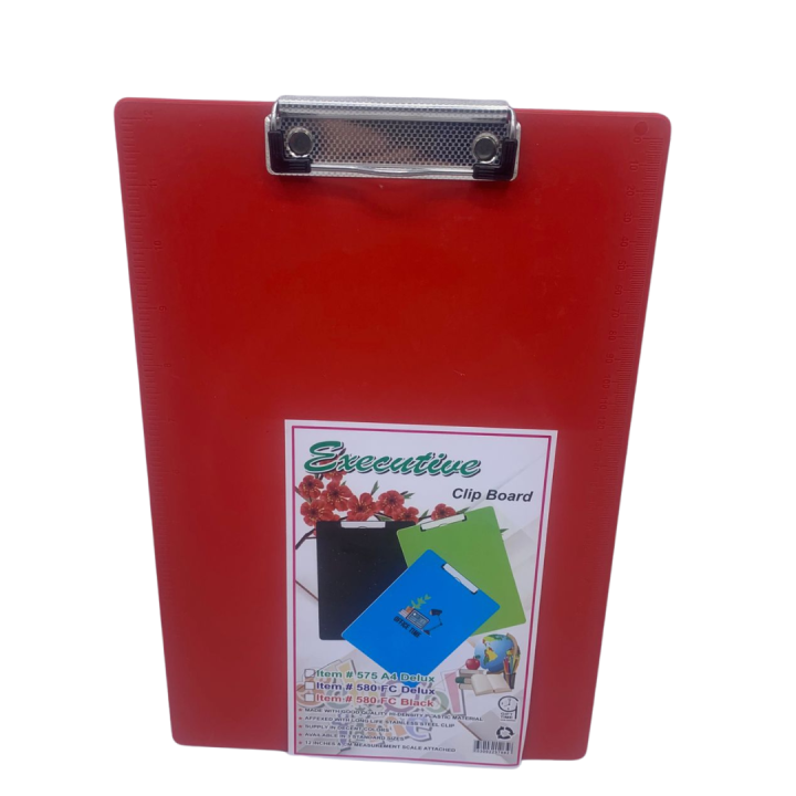 Clipboard Ruler Executive A4 Clipboard with Ruler – Red Plastic Writing Board with ...