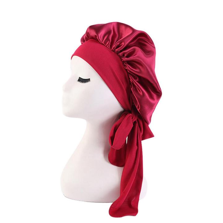 Women Satin Solid Sleeping Hat Night Sleep Cap Hair Care Bonnet Nightcap For Women Men Unisex Cap Bonnet De Nuit Shower Turban