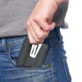 BrushnBlade Premium Leather Card Holder in Plain & Textured Black – Slim Minimalist Wallet with Stud Closure and Dual Card Pockets. 