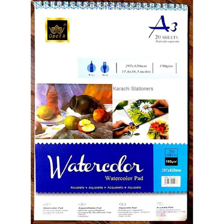 Watercolor Pad A-3 for Artists A3 Watercolour pad 20 sheets 190gm A3 size