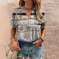 Vintage V-Neck Women's T-Shirt Summer Short Sleeve Tee Casual Haruku Stripe Print T Shirt for Women Streetwear Pullover Tops. 