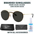 Fashion Round Double Bridge Branded Sunglasses Metal Round Frame UV Protection for Men Women Goggle with Protection Box. 