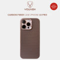 YOUKSH iPhone 16 Pro Carbon Fiber  Case - iPhone 16 Pro Carbon Fiber Magsafe  Charging  Cover - iPhone 16 Pro Matte Hard  Carbon Pouch - iPhone 16 Pro Side Soft Silicon and With Mag Safe Charging Cover.. 