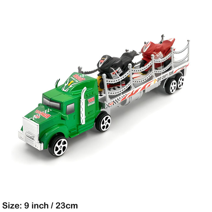 Transport Truck With Bike Free Wheel Toy Set Size inch Trailer