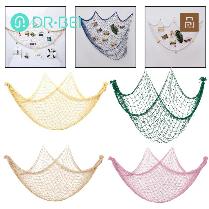 Decorative Fishing Net Large Diy Ocean-inspired Fishing Net Decor Set of 2 Wall Art Hanging Fishnet Ornaments for Home Decor Sea Party Decoration