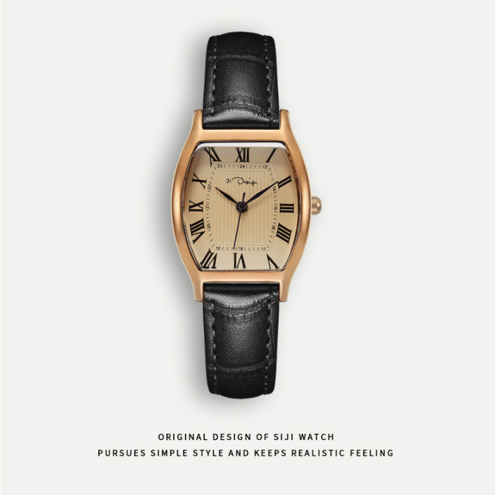 Four Seasons Watch Female Retro Art Ins Wind Belt Bucket Square Simple ...