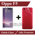 Oppo F5 Tempered Glass Premium Quality Screen Protector + Back Jelly Protector Hydrogel Soft Film Protection For Oppo F5. 