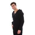 Plain Black Zip-Up Hoodie. 
