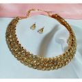 Beautiful Chokar/ necklace with tops -  Jewelry Set Necklace and earrings For Women & Young Girl - Zircon Style Gold 2 Layer Necklace Set with Studs. 