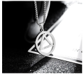 European and American models of hip-hop Eminem sweater chain Eminem the same triangle round pendant titanium steel necklace. 