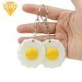 BODHI Fried Egg Key Holder Solid Handbag Ornament Egg Sheet Car Key Ring Pendant. 