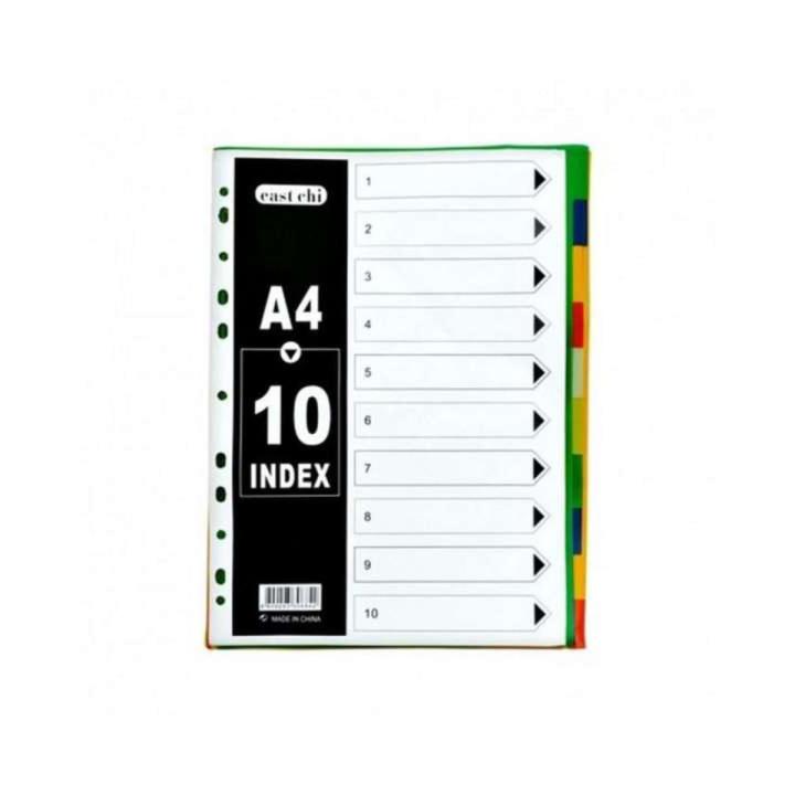 Separator Index Sheet - Plastic A4 - 1 TO 10