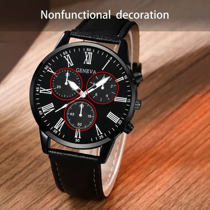 4pcs%20Men'S%20Watches%20Women'S%20Watches%204pcs%20Casual%20And%20Fashionable,%20Rome%20Numerals,%20Round%20dial,%20Quartz%20Watch%20And%20Pendant%20Necklace,%20Cuban%20Bracelet,%20Ring%20Set%20Men%20Party%20Holiday%20Birthday%20Wear%20Or%20As%20Brother%20Suitable%20for%20Festivals%20The%20Best%20Gift%20for%20A%20Man%20No%20Box%20-%20Image%202