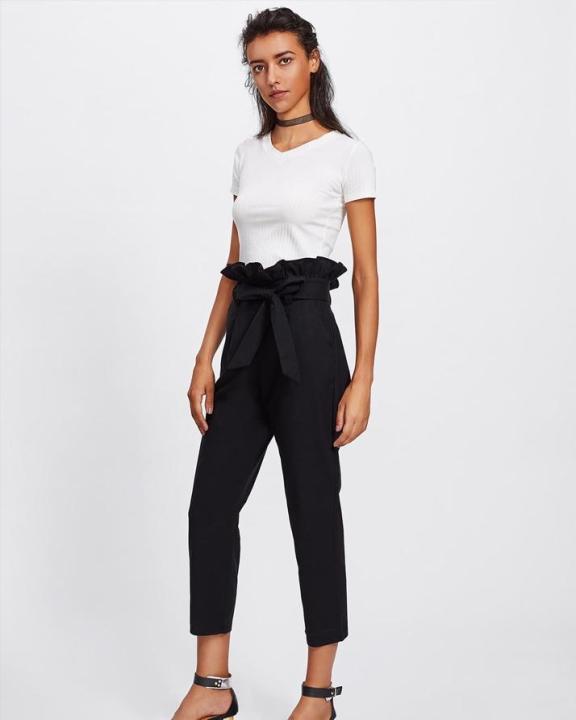 Black%20Tie%20Waist%20Culottes%20Pant%20for%20Women%20-%20Image%204