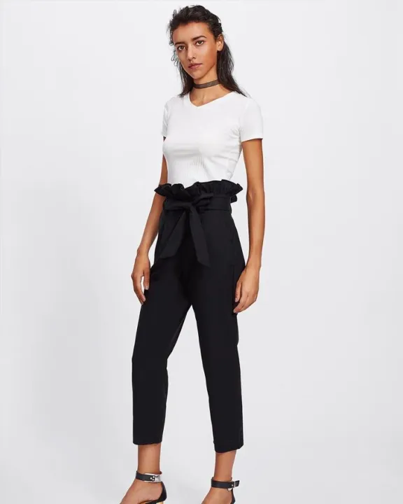 Black%20Tie%20Waist%20Culottes%20Pant%20for%20Women%20-%20Image%204