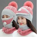 3-in-1 Premium Winter Knitted Set for Women - Beanie Cap, Neck Warmer, & Face Mask. 
