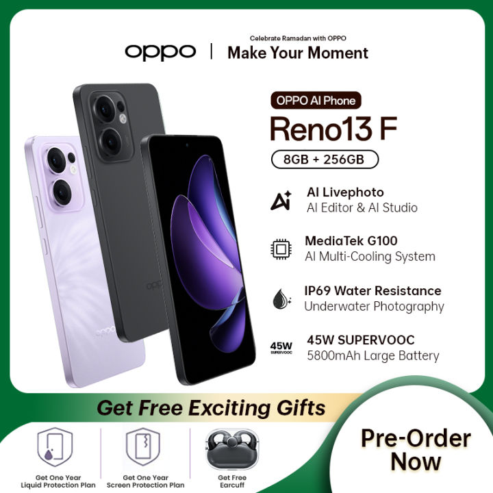 Pre Order Now : OPPO Reno13 F 4G | 8GB RAM + 256GB ROM | Get Free Gift Sound Earcuff (Note : Pre Order Gift Date Till 16 Mar)
