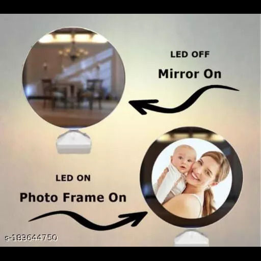 Magic Mirror Photo Frame with round LED for wall, bedroom, wall set ...