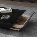 Black Drafted Wooden Coffee Table for Living Room - Center Table, Cocktail Table. 