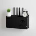 (Black) Wireless Wifi Router Shelf Storage Box Black Gray White Wall-mounted Wall Organizer Easy To Install Pink ABS Space Saver. 