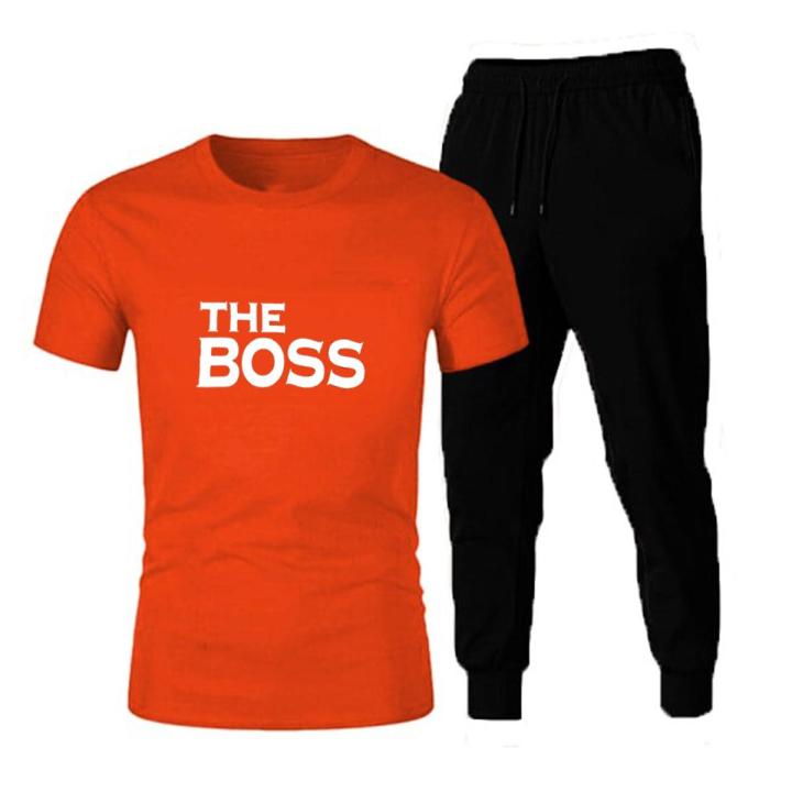 The Boss Printed Casual Tshirt With Matching Trouser Gym Wear New