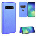 lthmy for Samsung Galaxy S10 Plus Carbon Fiber Magnetic Closure with Card Slot Flip Case Cover. 