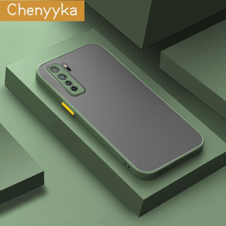 chenyyka For Huawei P40 Lite 5G Case Transparent Frosted Hard Back Cover Lens Camera Protection Phone Case Edge Full Cover Case Fall Protection Sleeve