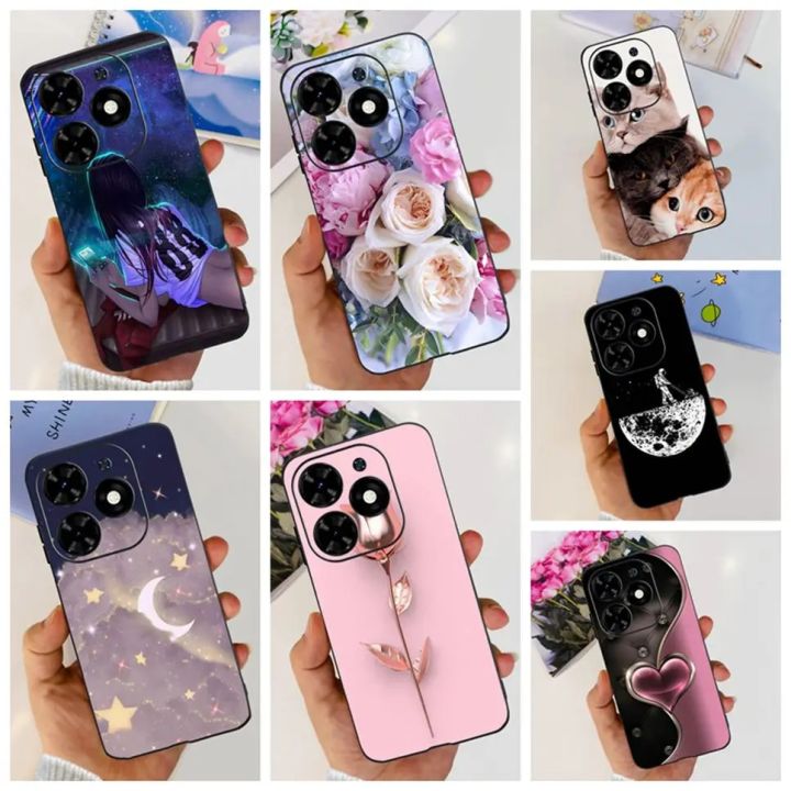 Cover For Tecno Spark Go 2024 BG6 Case Luxury Flower Girl TPU Soft Silicone Cover For Spark Go 2024 Pop 8 6.6 Phone Case Coque
