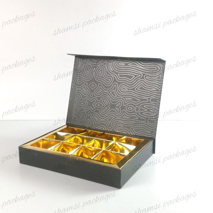 Premium Black Sweet box | Rigid Box With 12 Cavity | 10x7x2 inch | 10 ...