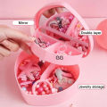Heart Shape Cute Princess Jewellery Box for Baby Girls Makeup Box with Mirror for Girls. 