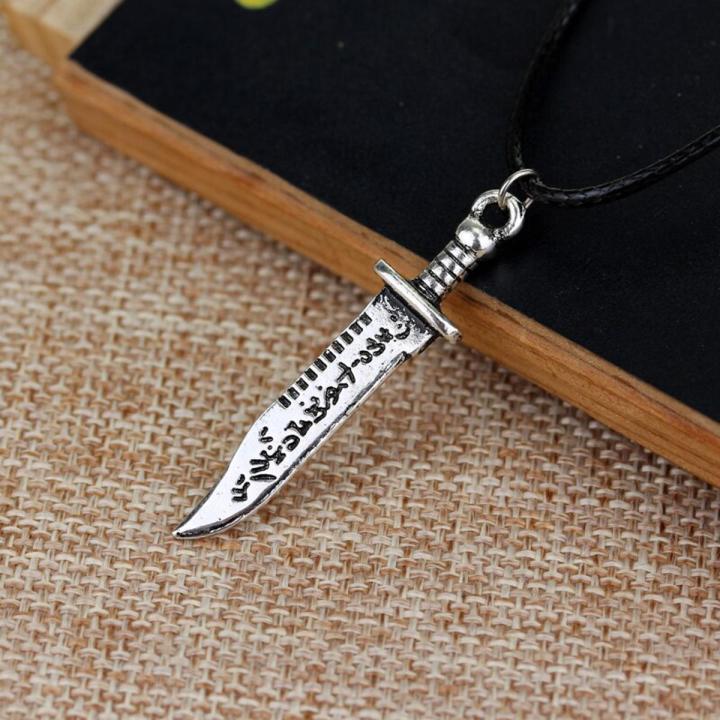 Supernatural Knife Letter Necklace Fashion Knife Kurdish Ruby Blade Retro Pendant Movie Jewelry Accessories