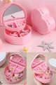 Multifunctional Plastic Folding Jewelry Box 2 layers Heart Design Makeup Cosmetic Jewelry Earrings Ring Storage Organizer / Heart-Shaped Pink Makeup Box-Mirror, Organizer, Drawer, Earrings/ Heart Shape Jewelry Box Makeup Organizer with Mirror. 