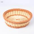 Rattan Bread Basket Wicker Woven Round Storage Basket Kitchen Bread Box Fruit Plate Trays Toys Storage Boxes Organizer Home Decor. 