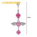 Navel Ring Sparkling Stainless Steel Belly Button Ring with Pink Cubic Zirconia Heart Butterfly Design Perfect Body Piercing Jewelry Gift for Southeast Asian Buyers Shining Cubic Zirconia Belly Button. 