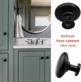 Drawer Pulls and Knobs,1-1/4" Diameter Matte Black Round Knobs for Cabinets, Drawers, Solid Zinc Alloy Dresser Handles, Pack Of 2, 4, 10 And 20. 