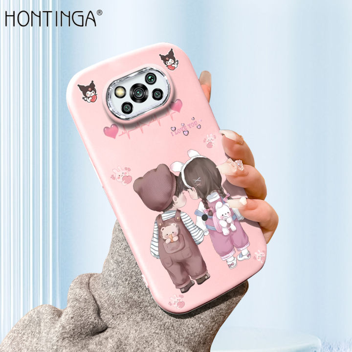 Hontinga for Xiaomi Poco X3 NFC Poco X3 Pro Back Cover Luxury Silver Edge Lens Mobile Cover Sweet Back Shadow Pattern Soft Silicone Phone Case